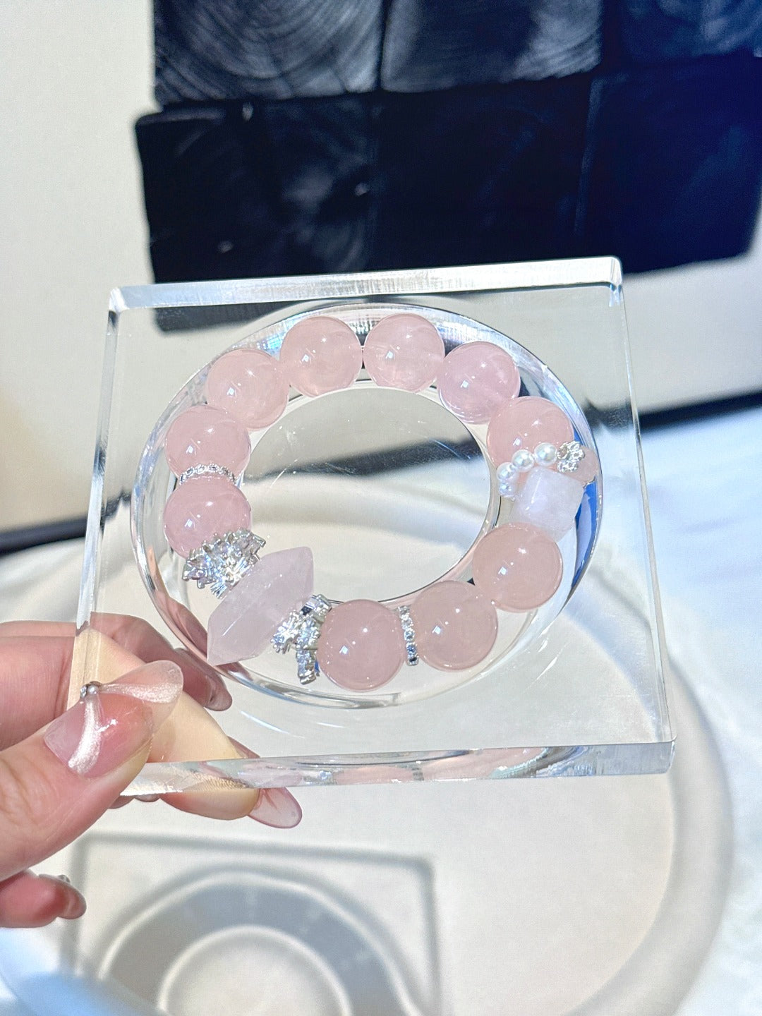 ▫️▪️ Pink crystal double-pointed bracelet